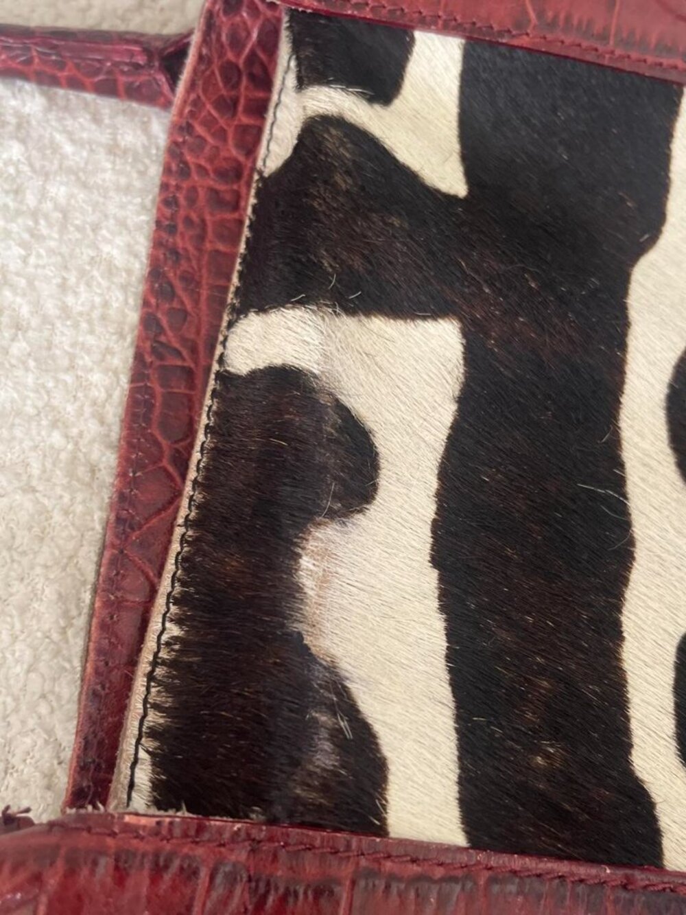 Large Maurizio Taiuti Zebra Print Pony Hair Tote - Picture 6 of 9